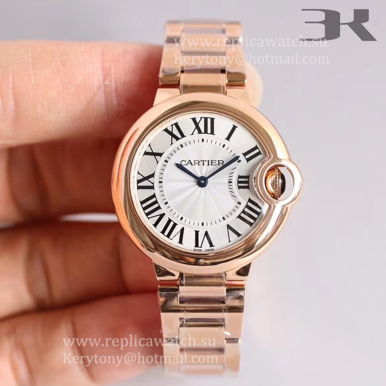 NEW Replica Ca*t1er Ballon Bleu 28mm / 33mm / 36mm 3KF Rose Gold Silver Dial Quartz / NH05A Size 28mm