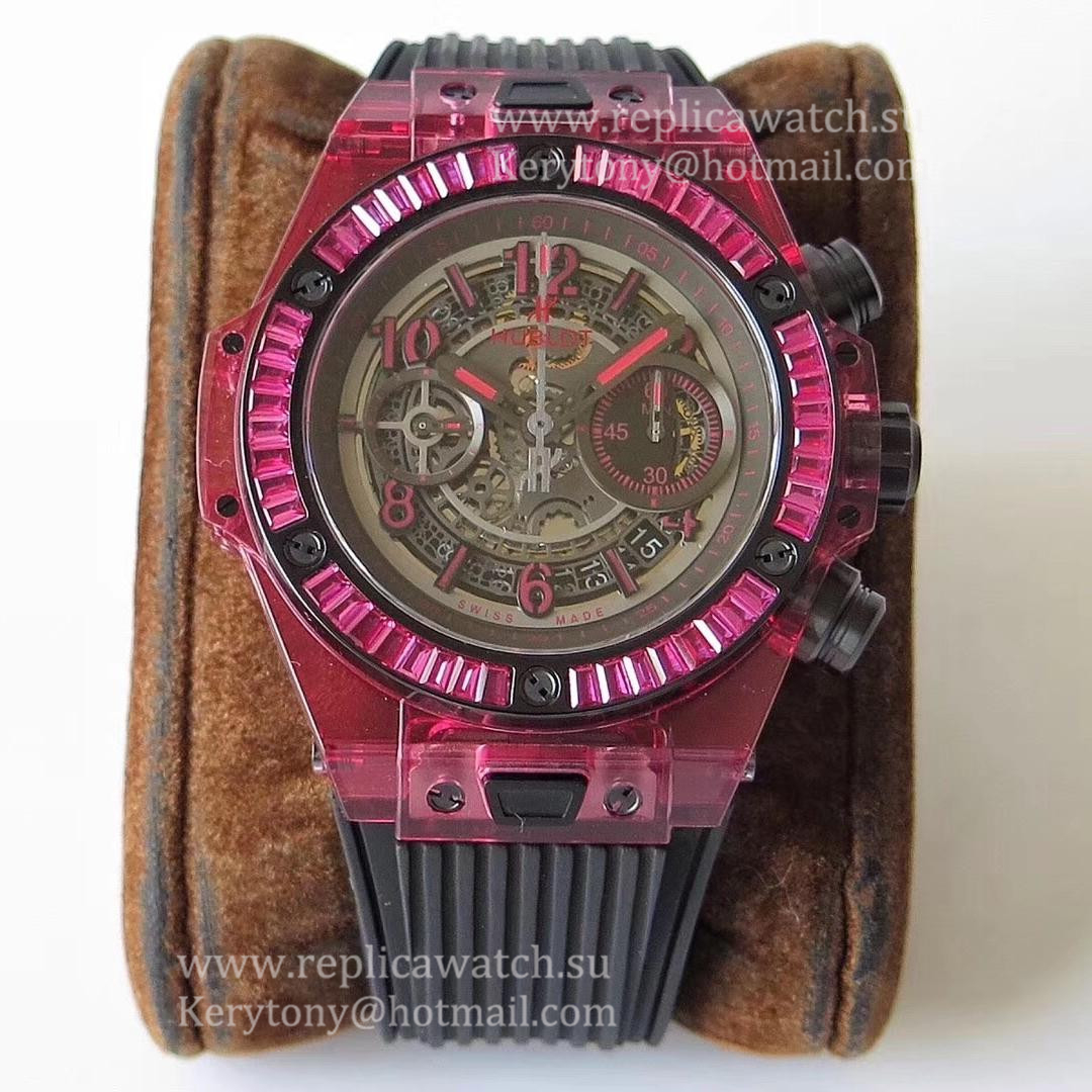 NEW Replica Hublot Big Bang Unico Red Sapphire 411.JR.4901.RT OXF Red Sapphire Crystal Skeleton Dial HUB1242