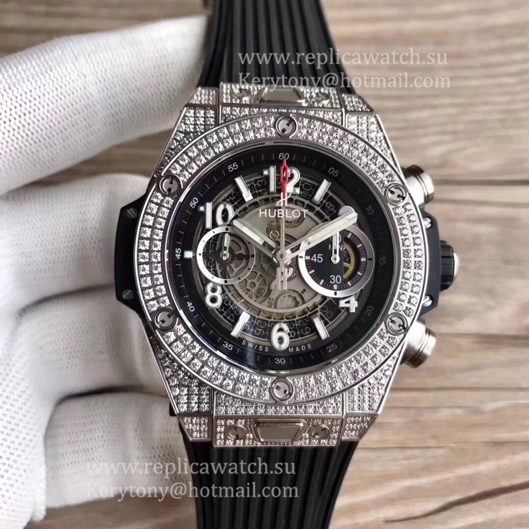 NEW Replica Hublot Big Bang Unico Titanium Pave 411.NX.1170.RX.1704 Titanium & D1am0nds Skeleton Dial HUB1242