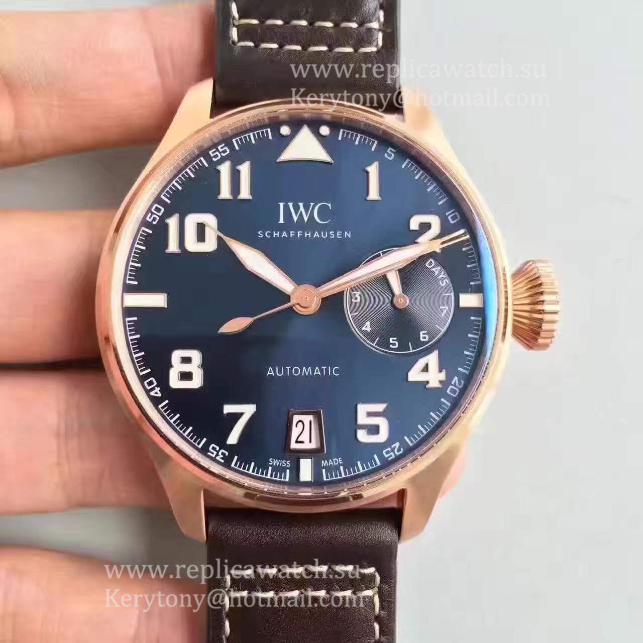 Replica IWC Big Pilot  Le Petit Prince IW500909 ZF V2 Rose Gold Blue Dial 51111