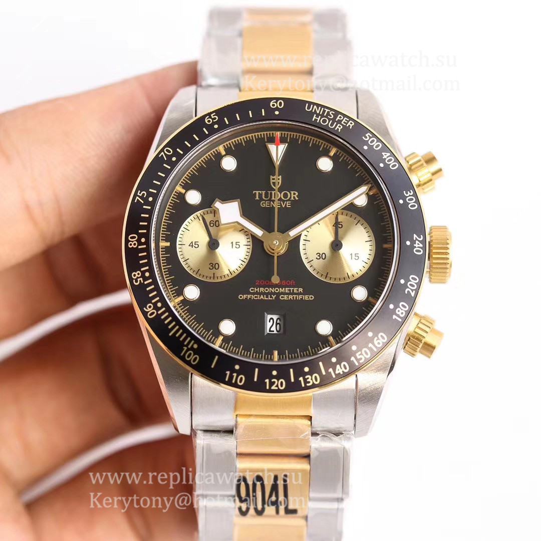Fake Tudor Black Bay Chrono S&G Baselworld 2019 79363N TWF SS 904L & Yellow Gold Black Dial 7750