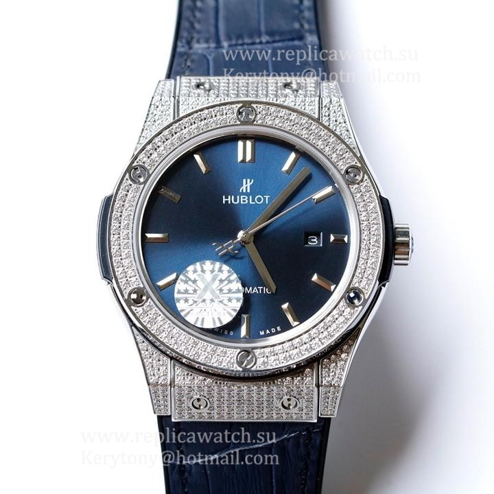 Copy Hublot Classic Fusion 511.NX.1170.LR 45mm XF SS & D1am0nd Blue Dial M8215