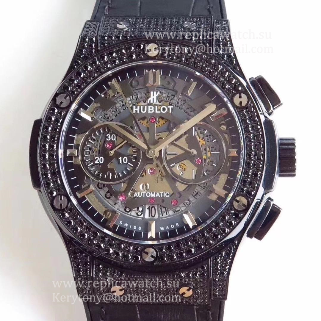 Best Price Hublot Classic Fusion Aerofusion Black Magic  525.CM.0170.RX HBB V6F Ceramic & D1am0nds Black Skeleton Dial 7750