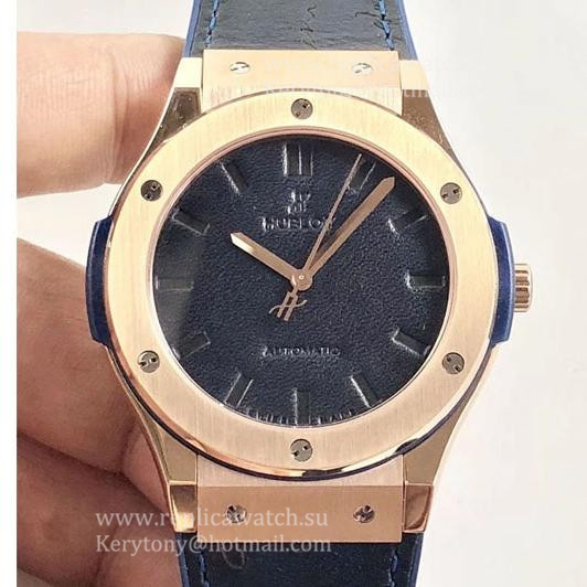 Perfect Replica Hublot Classic Fusion Berluti Scritto 511.OX.0500.VR.BER16 SR V2 Rose Gold Blue Leather Dial 2892