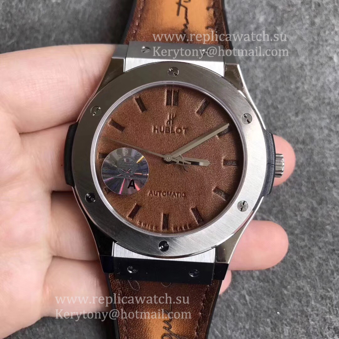 High Quality Hublot Classic Fusion Berluti Scritto 511.TX.050T.VR.BER16 SRF V2 SS Brown Leather Dial HUB1100