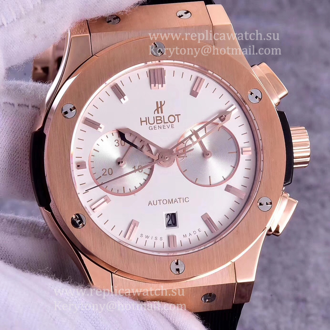 High Quality Hublot Classic Fusion Chrono King Gold Opalin 521.OX.2611.LR HBB V6F Rose Gold Silver Dial 7750