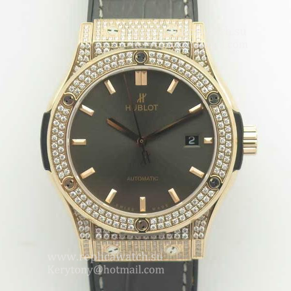 Best Price Hublot Classic Fusion King Gold Pave 42mm 511.OX.1181.LR.1704 F16 Rose Gold & D1am0nds Grey Dial 2892