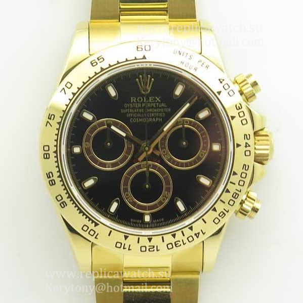 Fake R01ex Daytona  116508 BPF Yellow Gold Black Dial Dial 4130