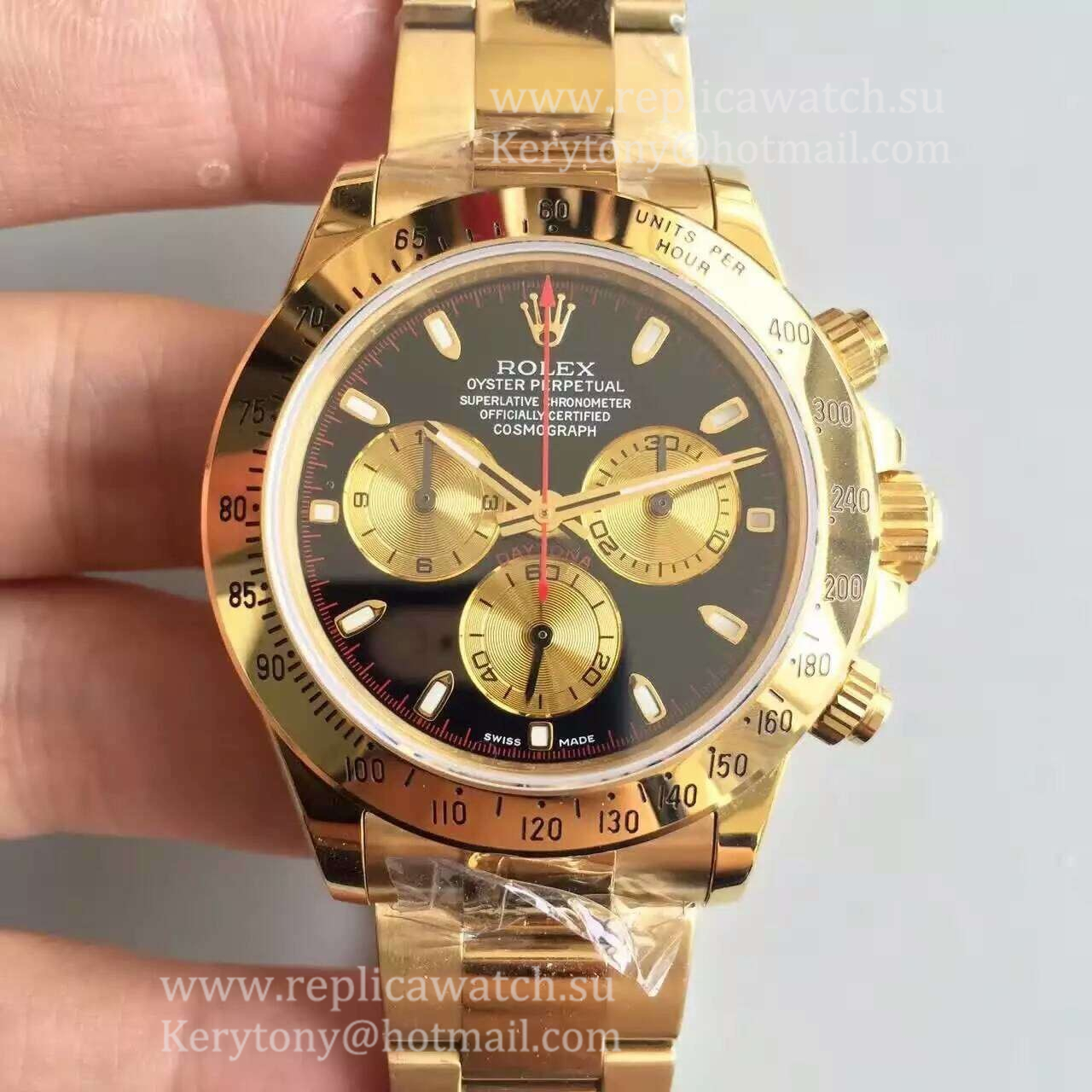 High Quality R01ex Daytona  116508 JHF Yellow Gold Black Dial Dial 4130