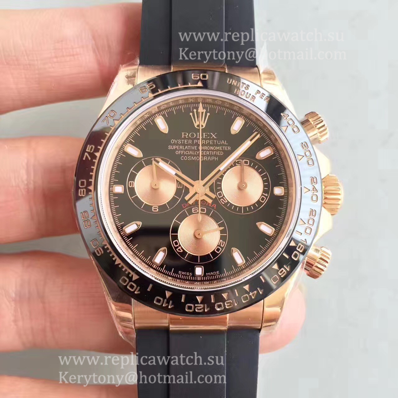 NEW Replica R01ex Daytona  116515 LN Noob Factory Rose Gold Black Dial 7750