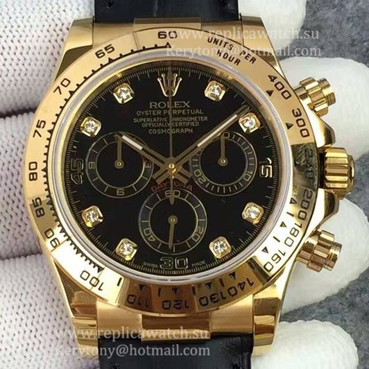 Shop R01ex Daytona  116518 JHF Yellow Gold D1am0nds & Black Dial 4130