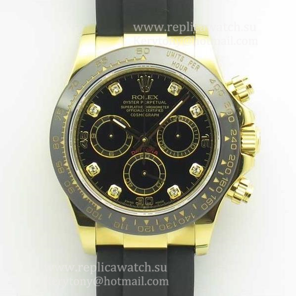 Replica R01ex Daytona  116518 LN JHF Yellow Gold Black Dial 4130