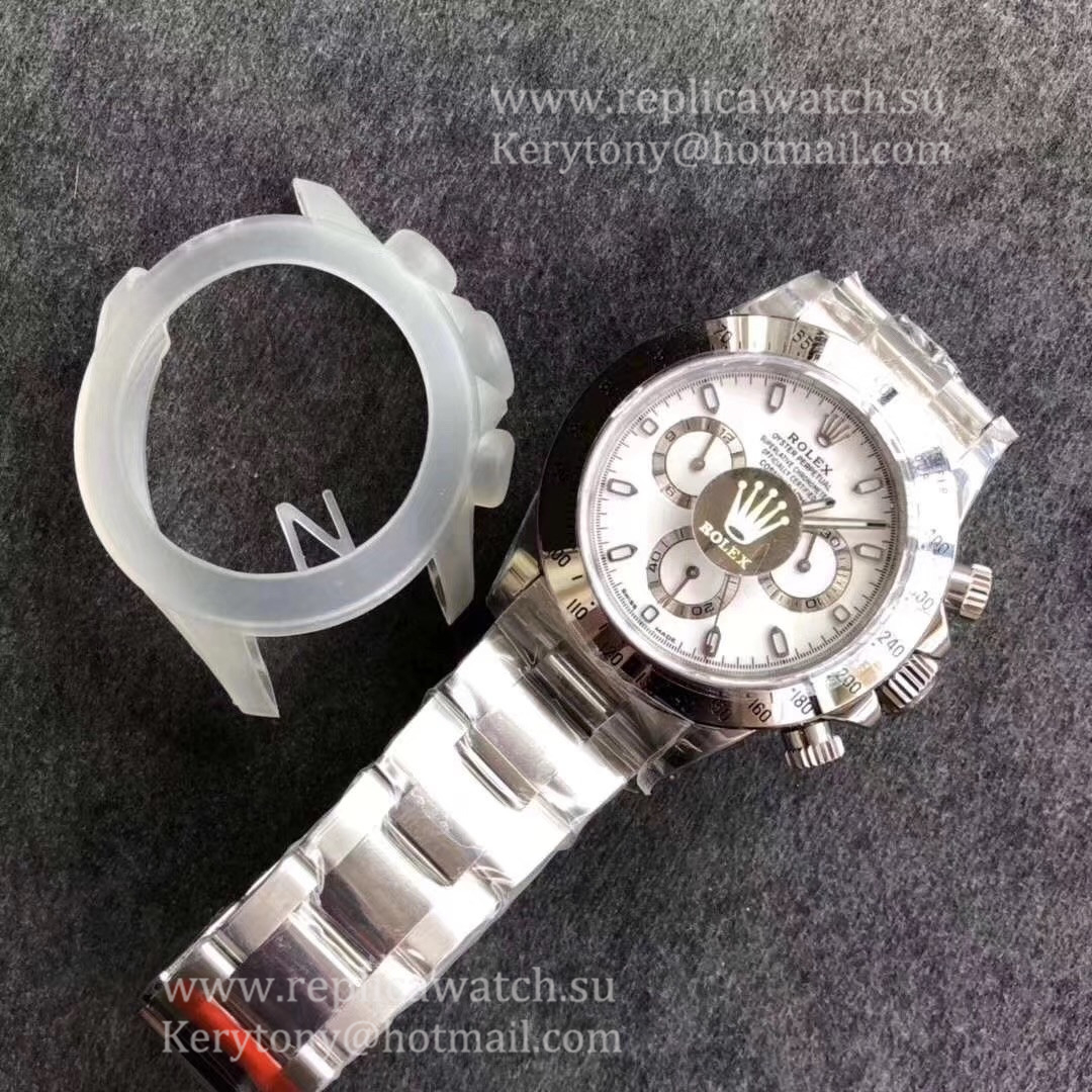 Replica R01ex Daytona  116520 Noob Factory V3 SS 904L White Dial 4130