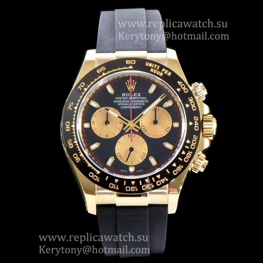 Fake R01ex Daytona  Paul Newman 116518 LN ARF V2 Yellow Gold Black Dial 4130