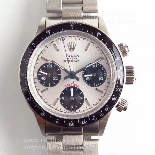 Replica R01ex Daytona  Paul Newman 6241 Noob Factory SS Silver Dial Valjoux 72