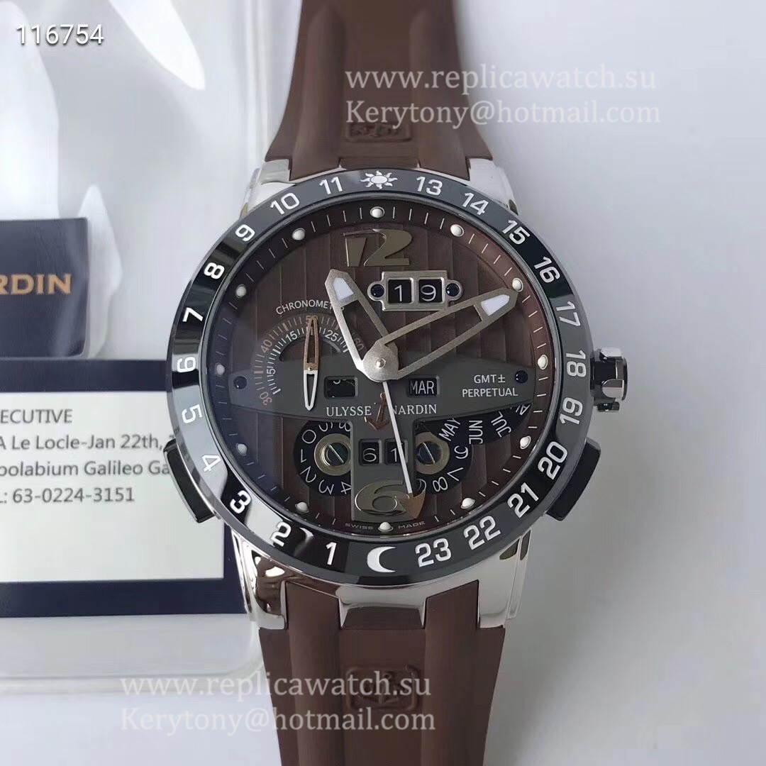 Perfect Replica Ulysse Nardin El Toro GMT +/- Perpetual Calendar 320-00-3 TWAF SS Chocolate Dial UN-32