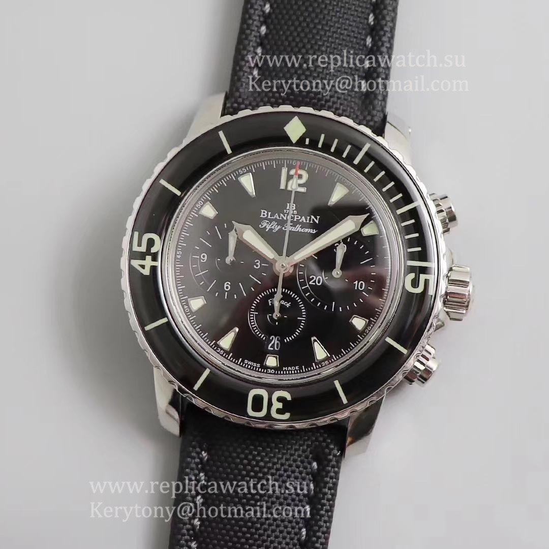 NEW Replica Blancpain Fifty Fathoms Chrono Flyback 5085F 1130 52A OMF SS Black Dial 7750 (Free Strap)