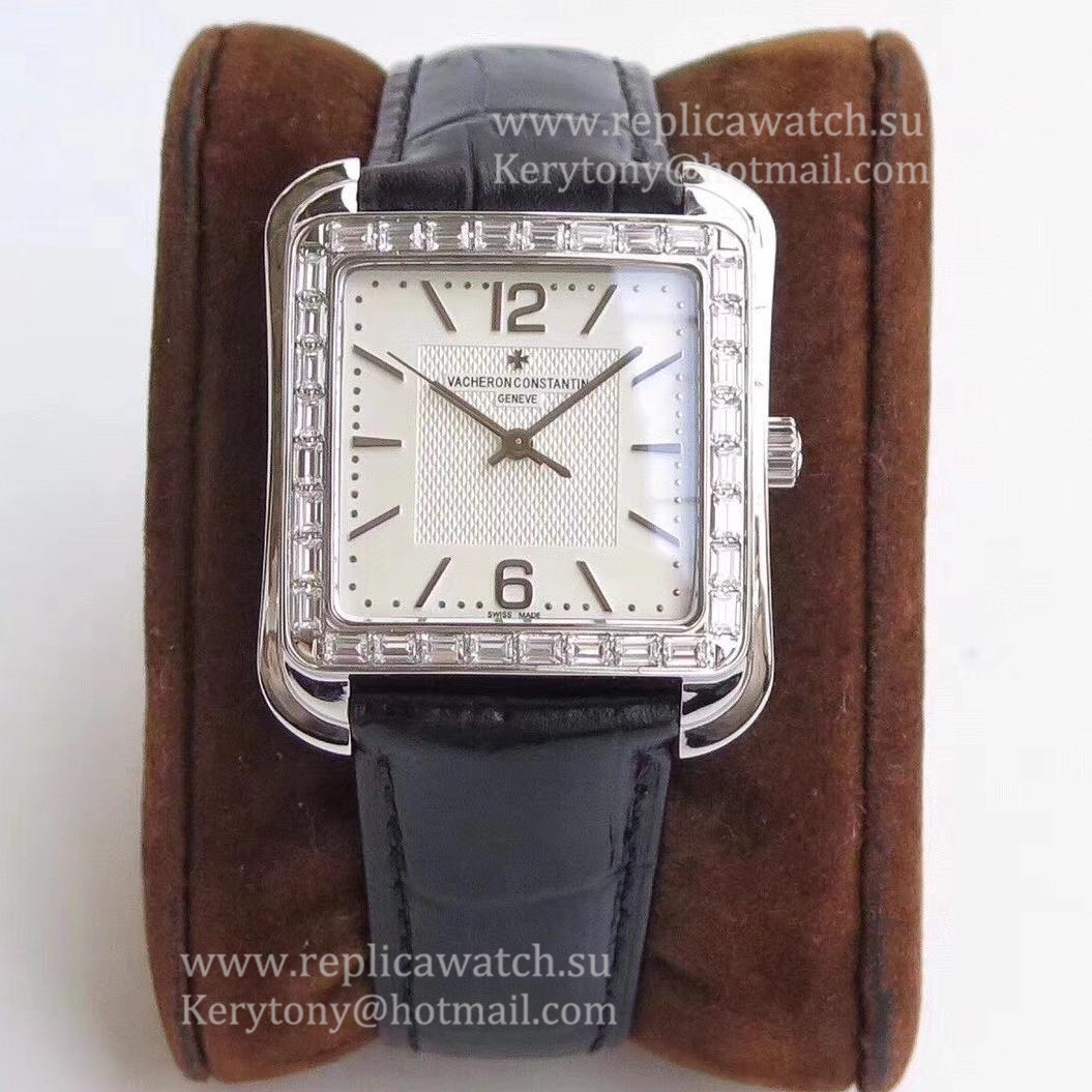 Copy Vacheron C0nstan1n Historiques Toledo 1951 86300 GSF SS & D1am0nds White Dial  M9015