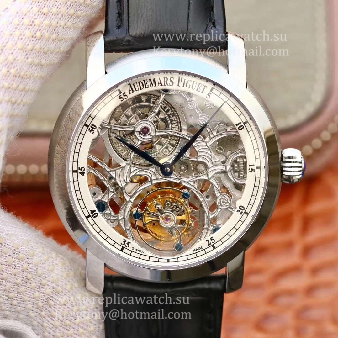 Best Price Audemars P1g*et Jules Audemars Tourbillon 26357PT.ZZ.D028CR.01 Noob Factory SS White Skeleton Dial Tourbillon