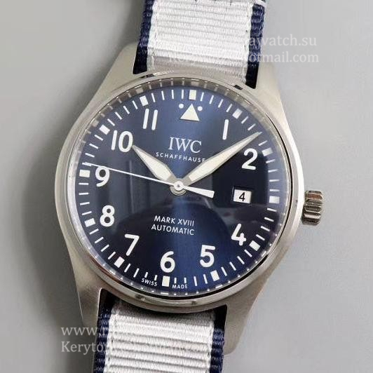 Replica IWC Pilot Mark XVIII IW327010 M+F SS Blue Dial 35111