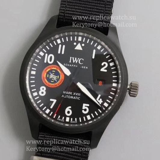Perfect Replica IWC Pilot Mark XVIII TOPGUN SFTI M+F Ceramic Black Dial 35111