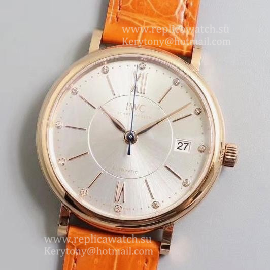 Replica IWC Portofino Automatic 37 IW458116 M+F Rose Gold Silver Dial 35111