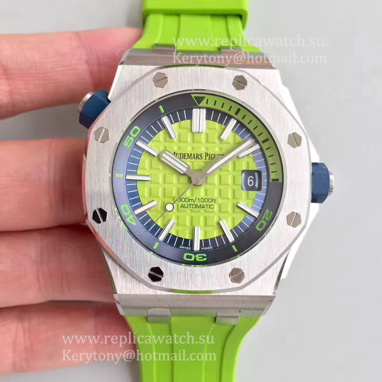 Perfect Replica Audemars Royal Oak Offshore Diver 15710ST.OO.A038CA.01 JF SS Green Dial 3120