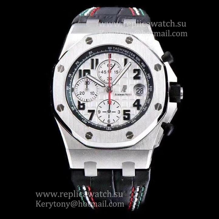 NEW Replica Audemars P1g*et Royal Oak Offshore Pride Of Mexico 26297IS.OO.D101CR.01 JF V2 SS White Dial 7750