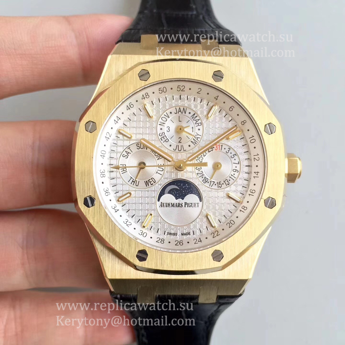 Replica Audemars P1g*et Royal Oak Perpetual Calendar 41mm 26574BA.OO.1220BA.01 BF Yellow Gold Silver Dial 5134