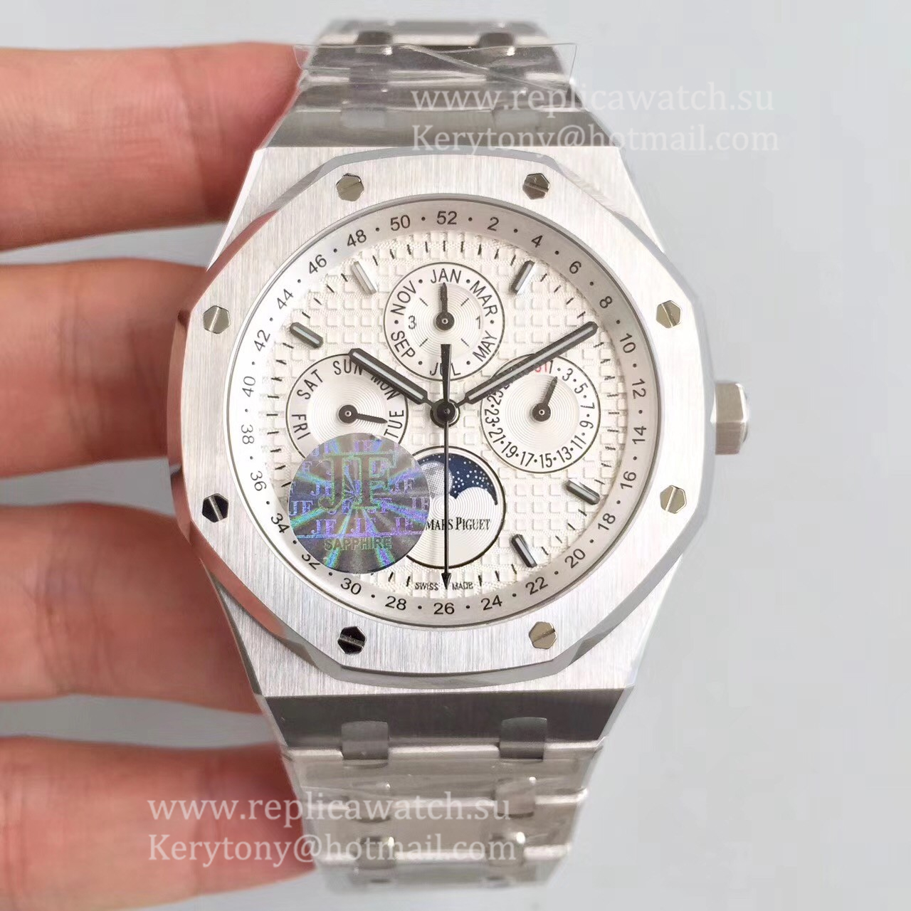 Fake Audemars P1g*et Royal Oak Perpetual Calendar 41mm 26574ST.OO.1220ST.01 JF SS Silver Dial 5134