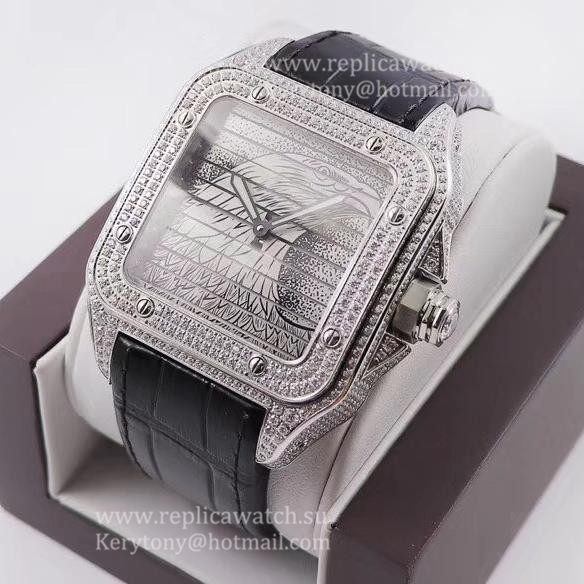 Replica Ca*t1er Santos WM505014 45mm WWF SS & D1am0nd Eagle Dial 9611MC