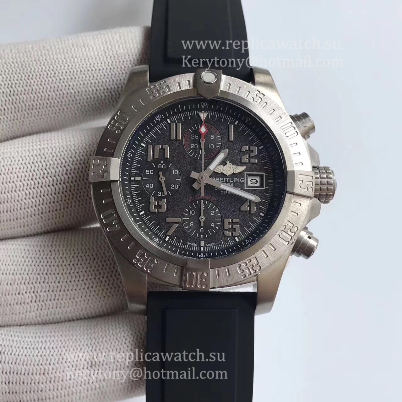 High Quality Breitling S*per Avenger II A1337111/BC28/155S Noob Factory SS Black Dial 7750 (Free Strap)