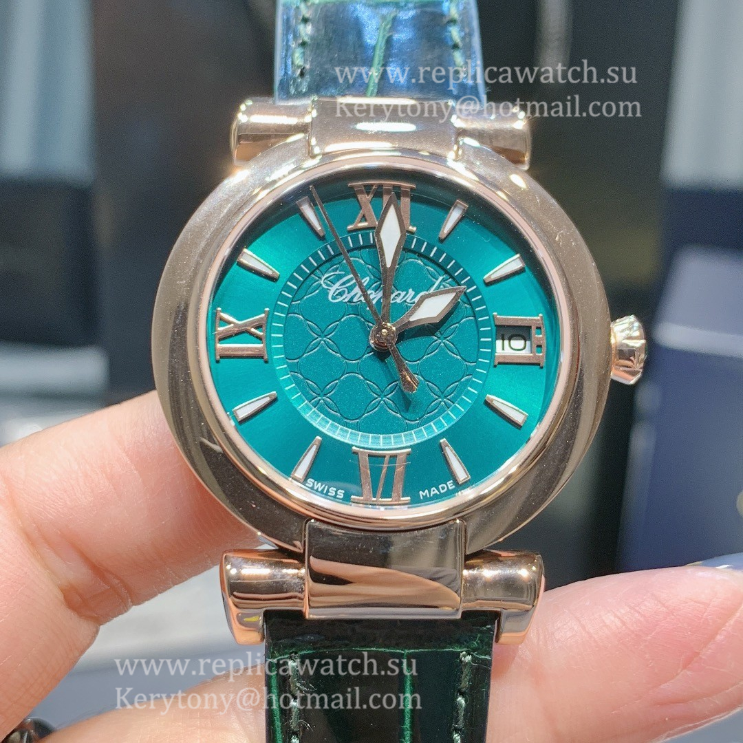 Fake Chopard Imperiale Ladies 29mm YF Yellow Gold Green Dial M9015 (Free Box)