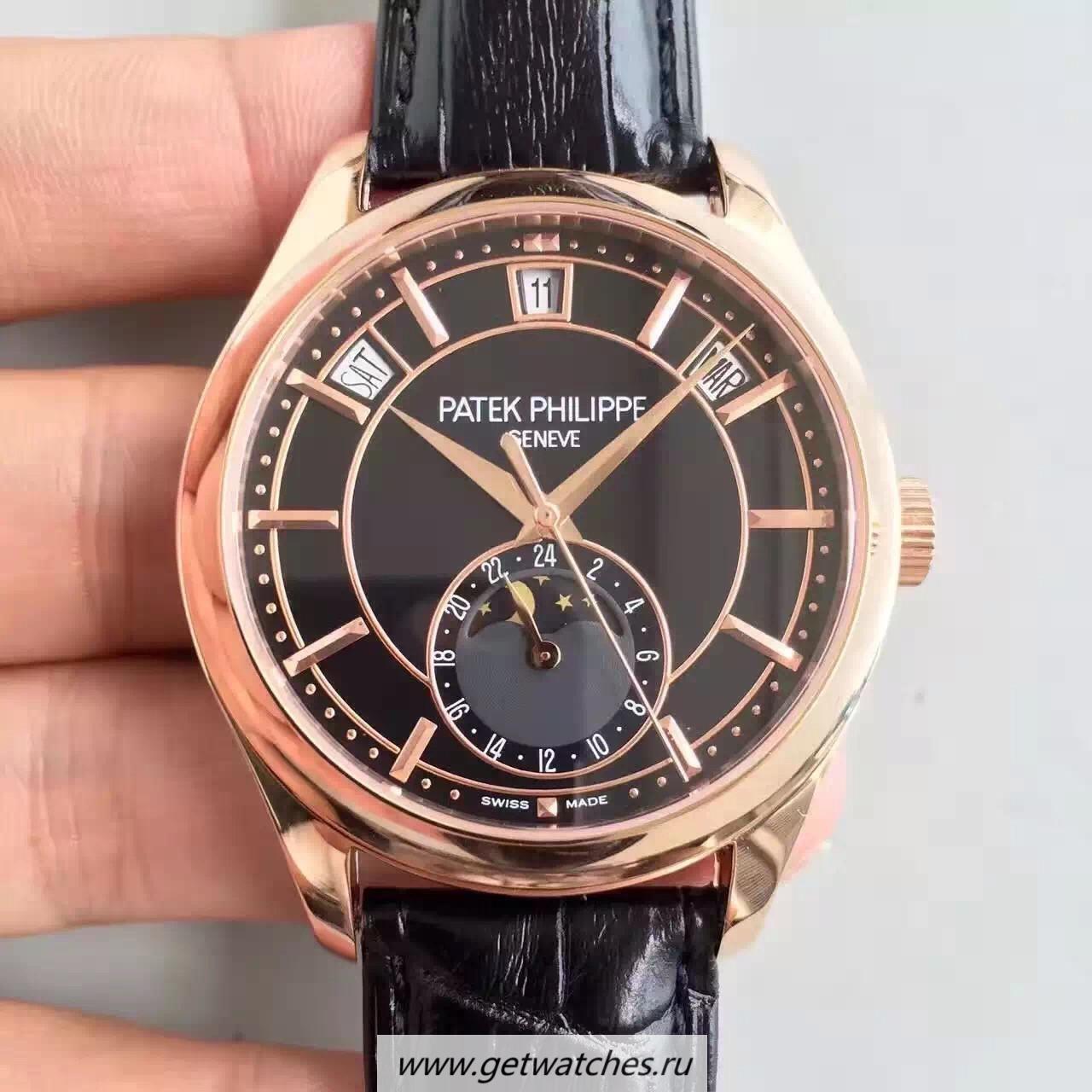 High Quality Pat*k Phi1i*pe Annual Calendar 5205R-010 Rose Gold Black Dial 324SQALU 24H/206