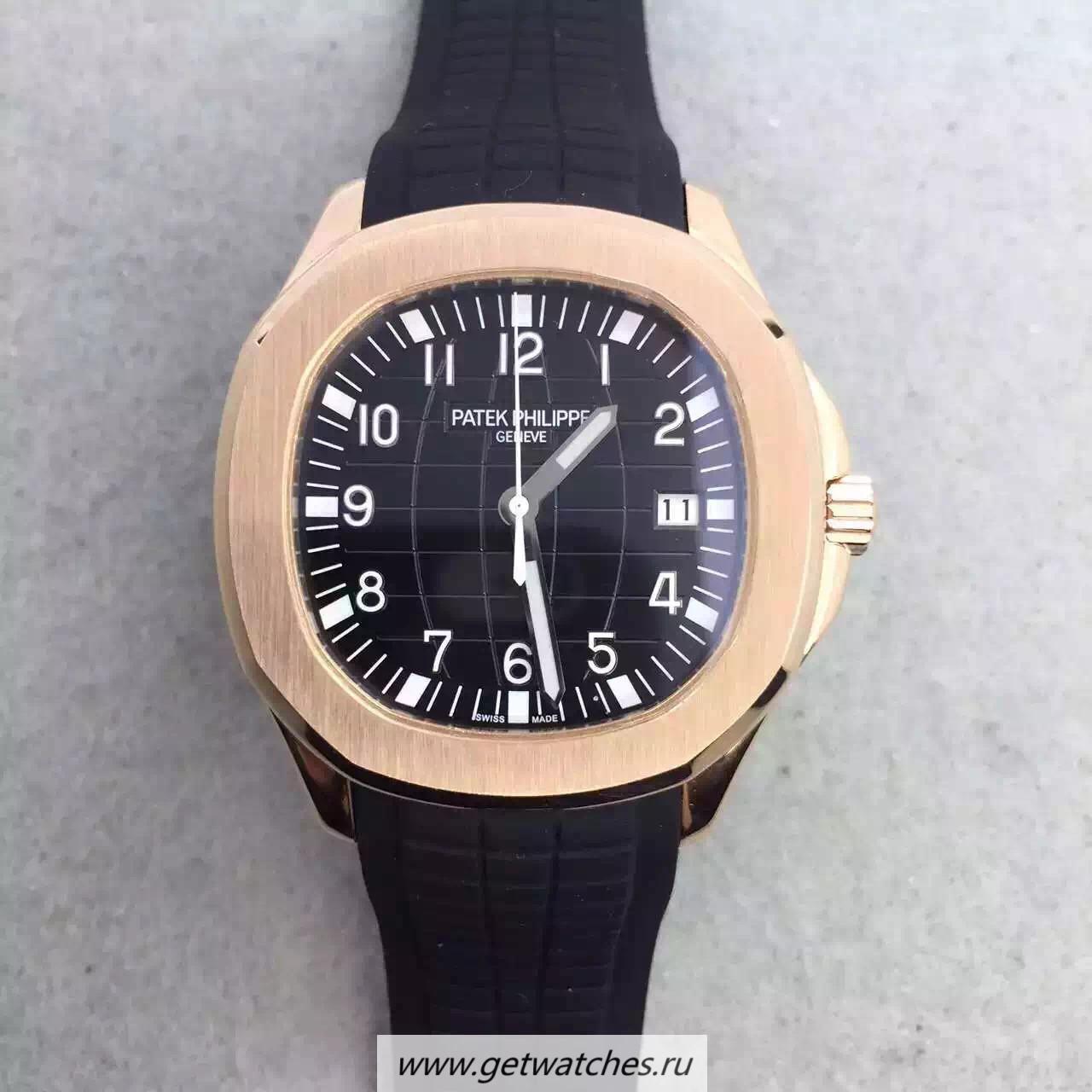 Shop Pat*k Phi1i*pe Aquanaut Jumbo 5167R-001 MKF Rose Gold Black Dial 324SC