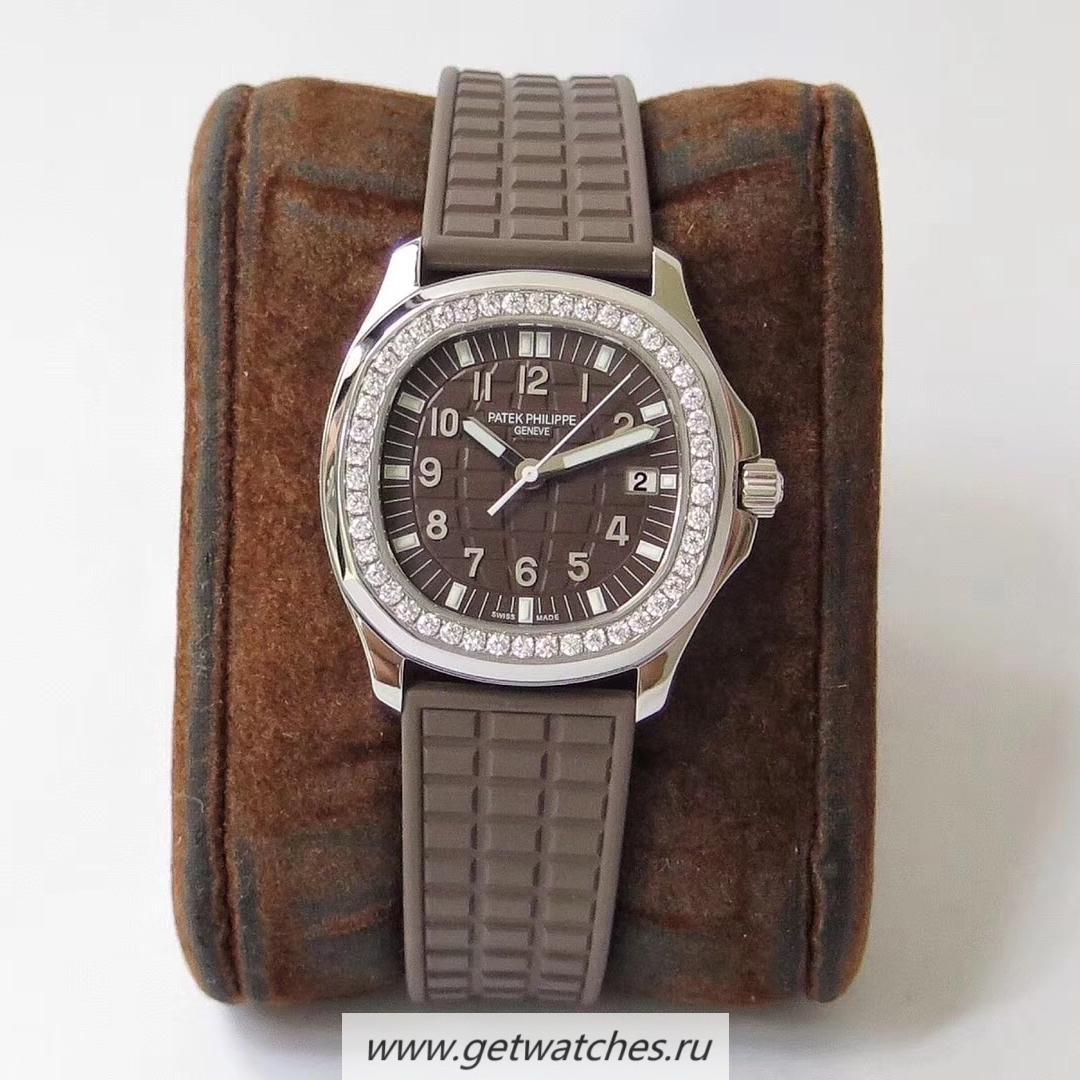Copy Pat*k Phi1i*pe Aquanaut Luce Ladies 5067A-023 PPF SS & D1am0nds Chocolate Dial E23-250SC