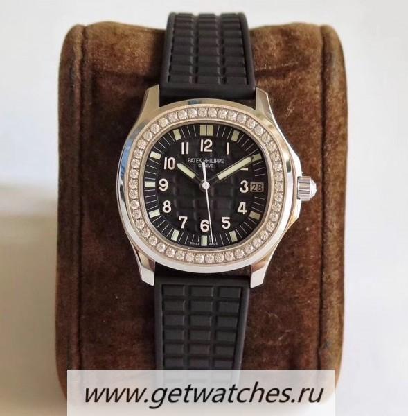 NEW Replica Pat*k Phi1i*pe Aquanaut Luce Ladies 5068 Noob Factory SS & D1am0nds Black Dial 324SC