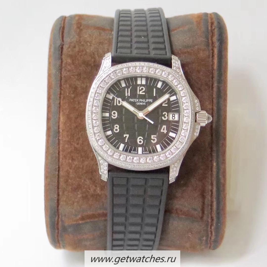 High Quality Pat*k Phi1i*pe Aquanaut Luce Ladies 5068 PPF SS & D1am0nds Black Dial 324SC