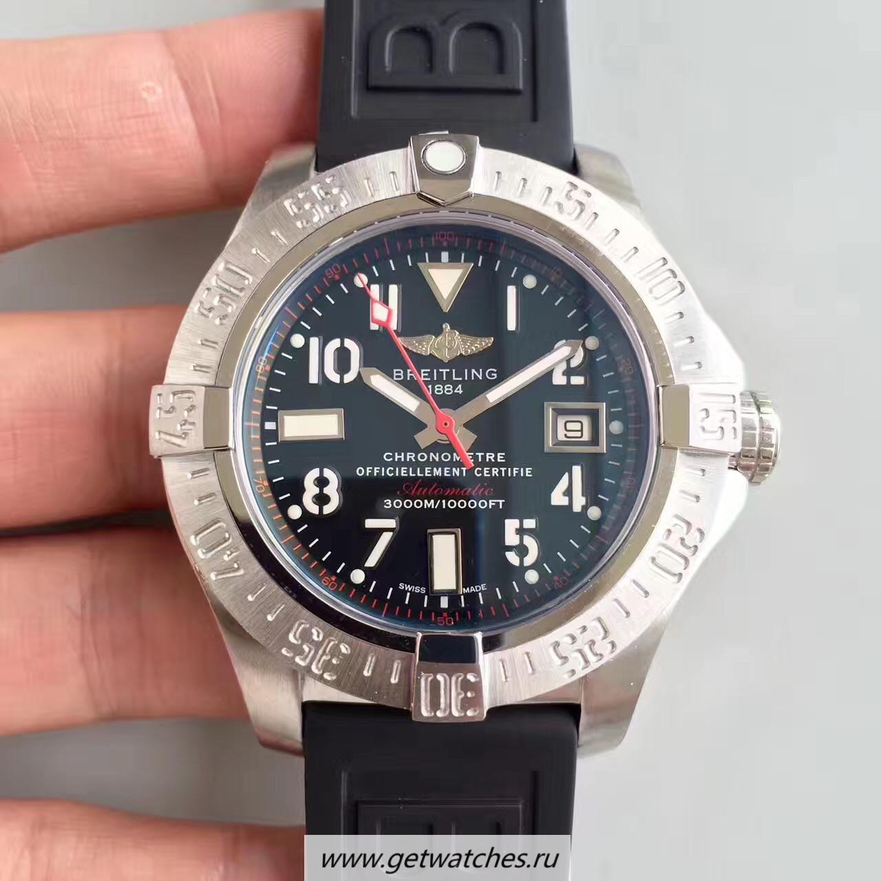 Copy Breitling Avenger II Seawolf A1733110/F563/153S/A20DSA.2 Noob Factory SS Black Dial 2836