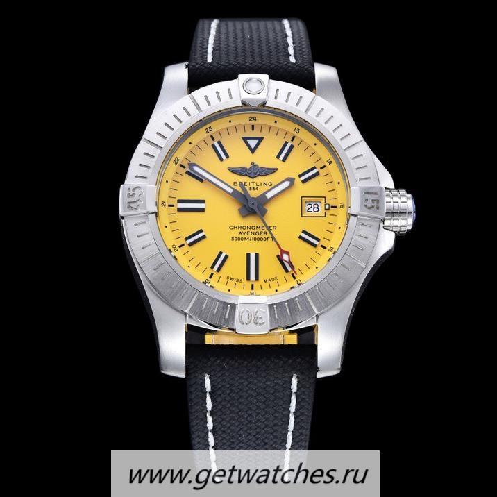 Shop Breitling Avenger II Seawolf GF SS Yellow Dial Black Nylon Strap 2824 V2