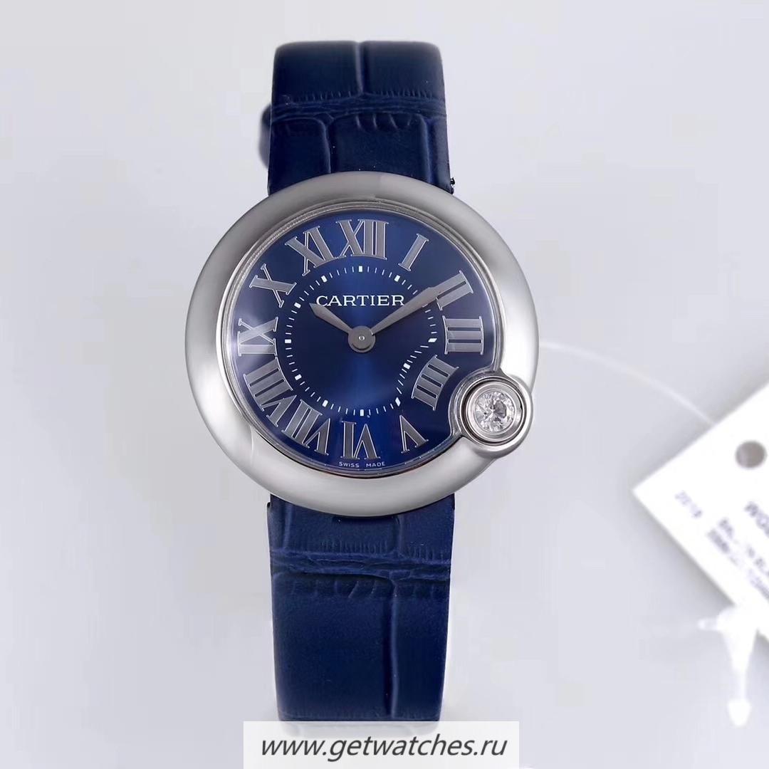 NEW Replica Ca*t1er Ballon Blanc 30mm PF SS Blue Dial Ronda Quartz