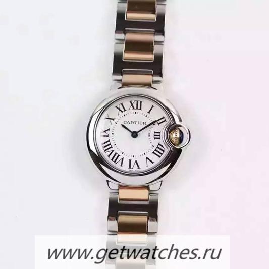 Perfect Replica Ca*t1er Ballon Bleu 28mm Ladies Rose Gold & SS White Dial Ronda Quartz
