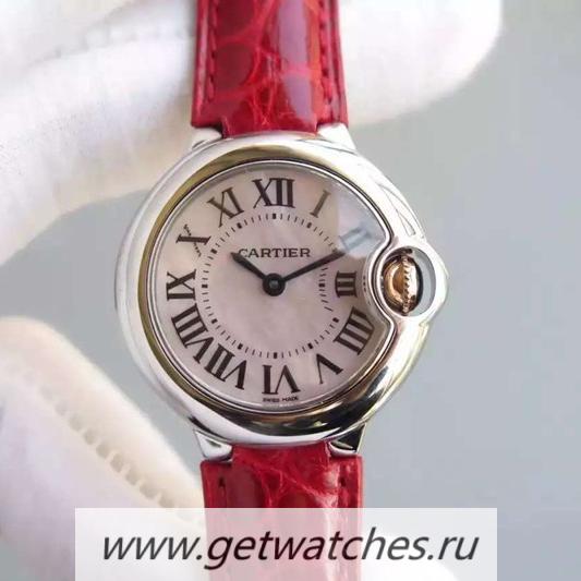 Replica Ca*t1er Ballon Bleu 28mm Ladies SS Pink Pearl Dial Ronda Quartz
