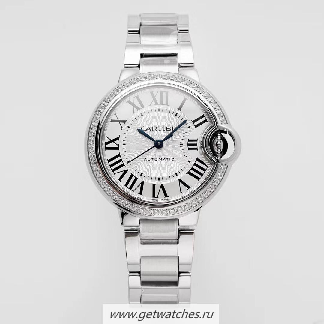 Perfect Replica Ca*t1er Ballon Bleu 33mm AF SS & D1am0nds Silver Dial Seiko NH05A
