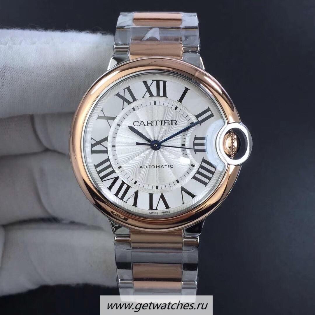 Copy Ca*t1er Ballon Bleu 33mm W2BB0023 V6F SS & Rose Gold Silver Dial Seiko NH05A