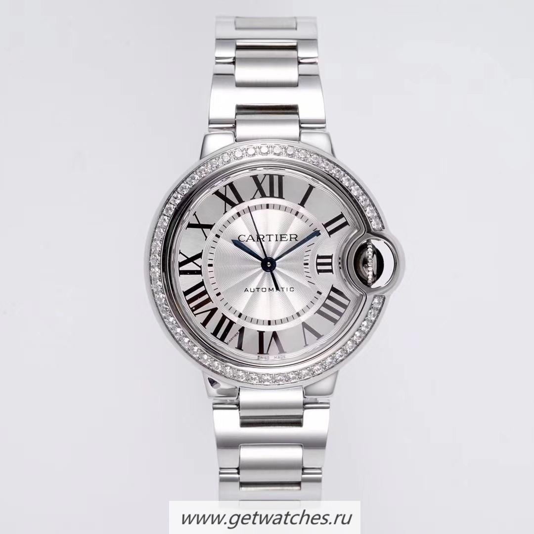 Perfect Replica Ca*t1er Ballon Bleu 33mm W4BB0016 AF SS & D1am0nds Silver Dial Seiko NH05A
