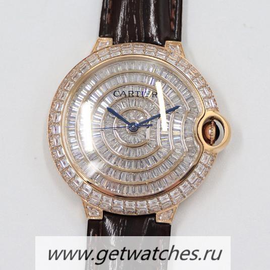 Shop Ca*t1er Ballon Bleu 42mm CF Rose Gold & D1am0nd D1am0nd Dial M9015