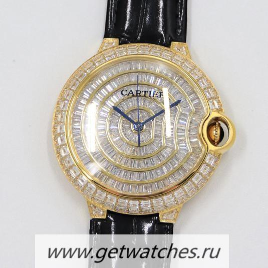 Perfect Replica Ca*t1er Ballon Bleu 42mm CF Yellow Gold & D1am0nd D1am0nd Dial M9015