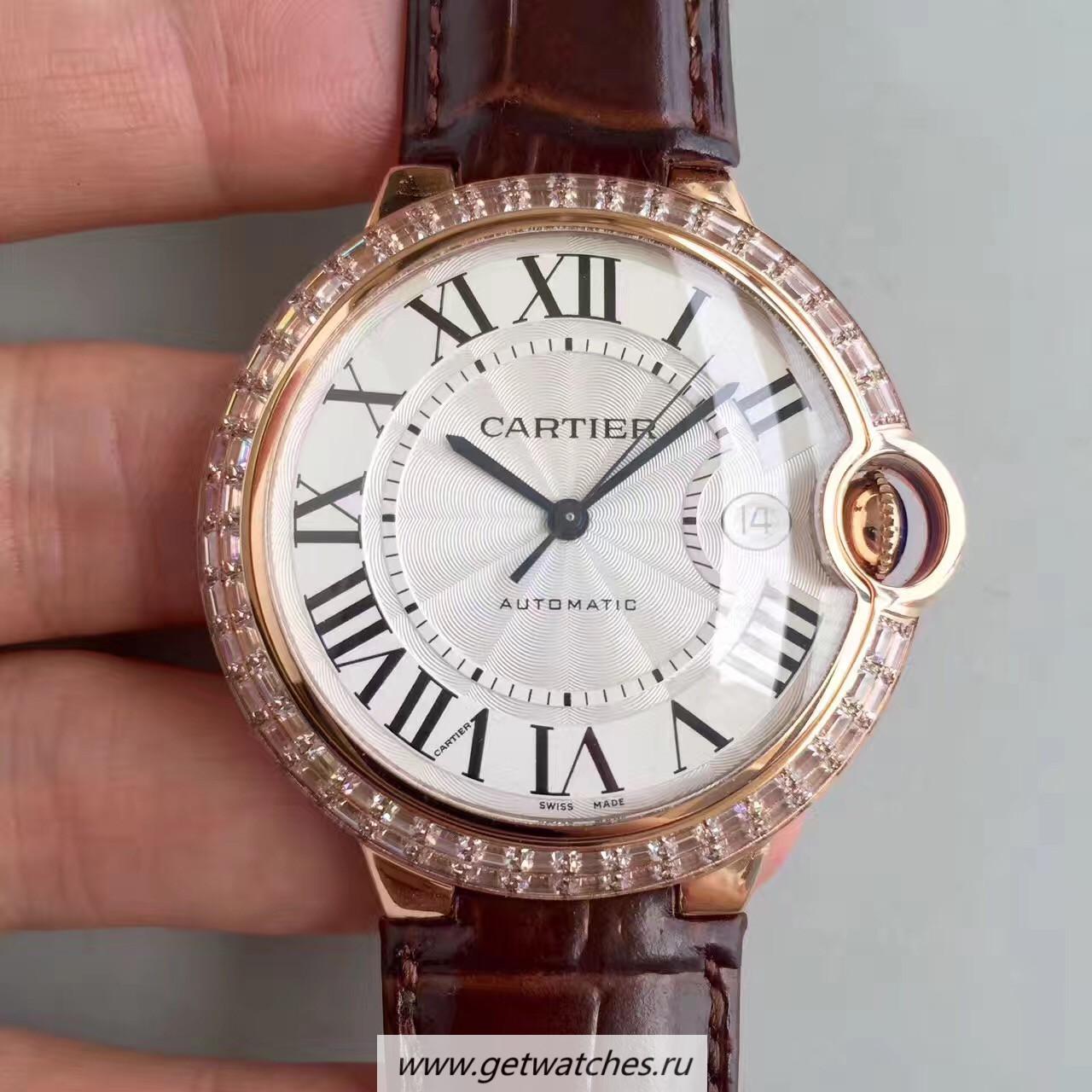 Fake Ca*t1er Ballon Bleu 42mm W6900651 HBB V6F Rose Gold & D1am0nds White Dial 2824