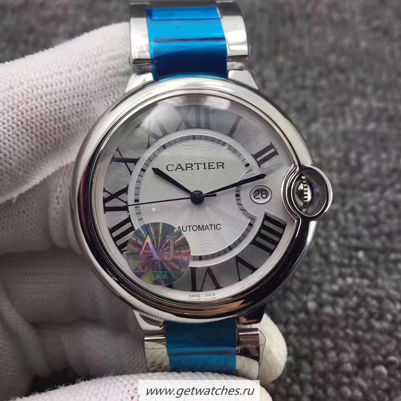 Replica Ca*t1er Ballon Bleu 42mm W69012Z4 AJF SS Silver Dial 2824